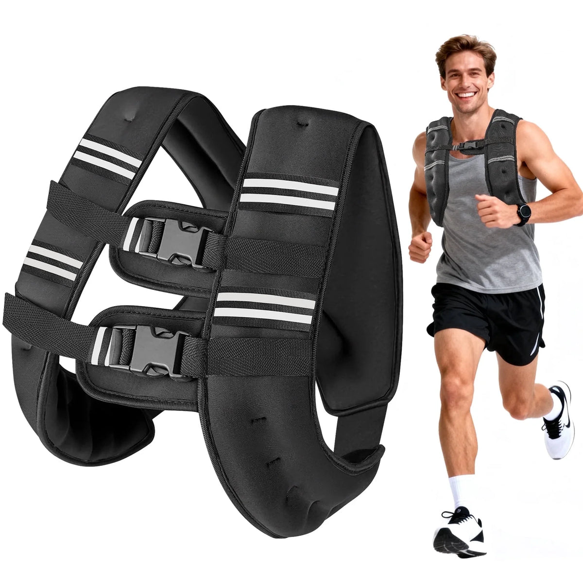 Weighted Vest 25 Lb Weight Vest for Woman Men Sport Weighted Vest with Reflective Stripe Adjustable Buckle Straps Mesh Pocket for Strength Training Running