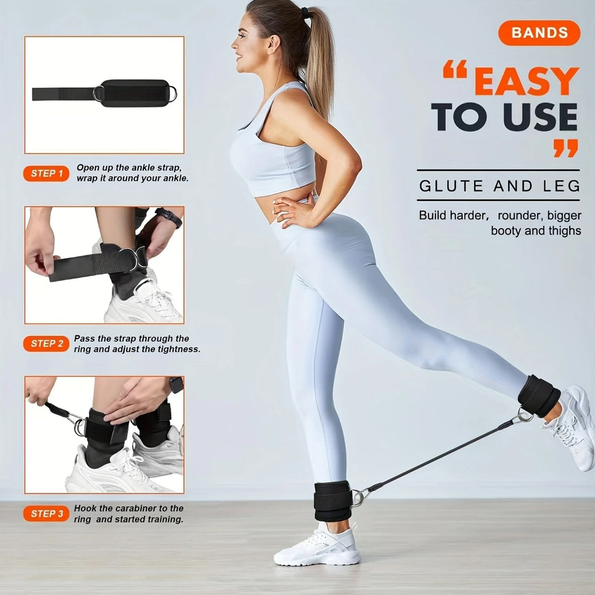 Ankle Resistance Band Set - 3 Resistance Levels for Glute & Leg Workouts