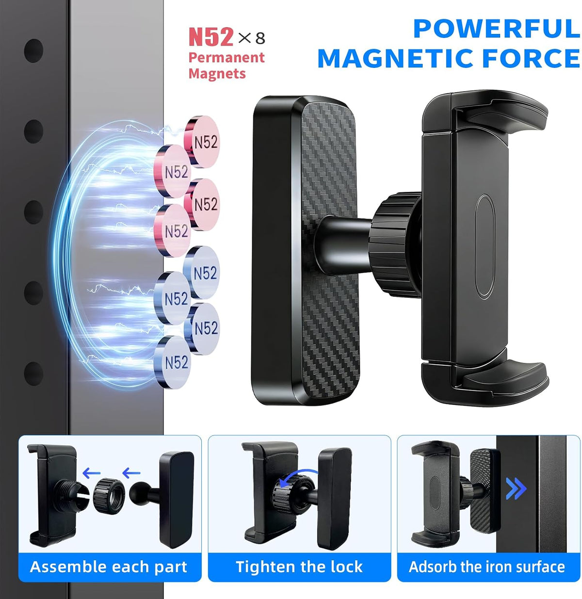 Magnetic Phone Holder for Gym, 8Xn52 Strong Magnet Base