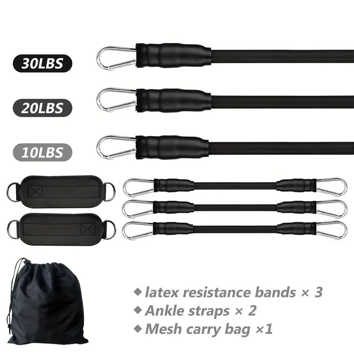 Ankle Resistance Band Set - 3 Resistance Levels for Glute & Leg Workouts