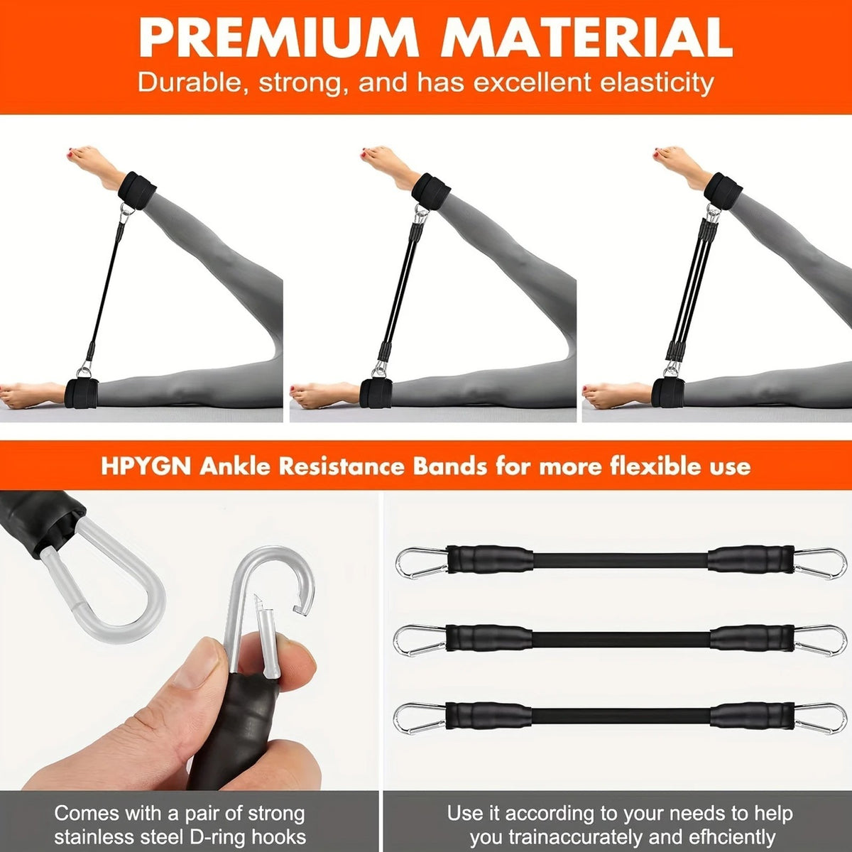 Ankle Resistance Band Set - 3 Resistance Levels for Glute & Leg Workouts