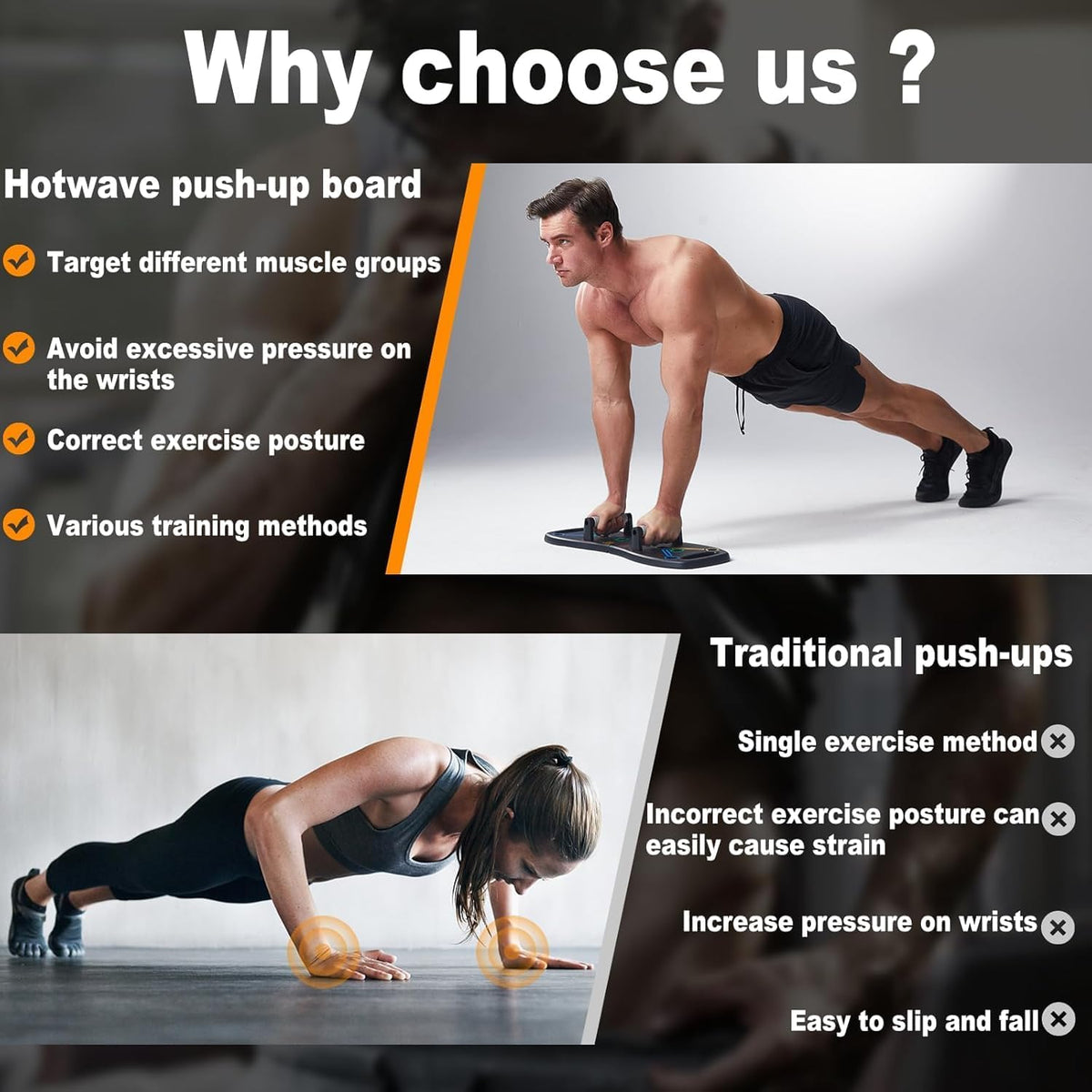Push up Board, Portable Pushup Board for Men, Foldable Push up Bar