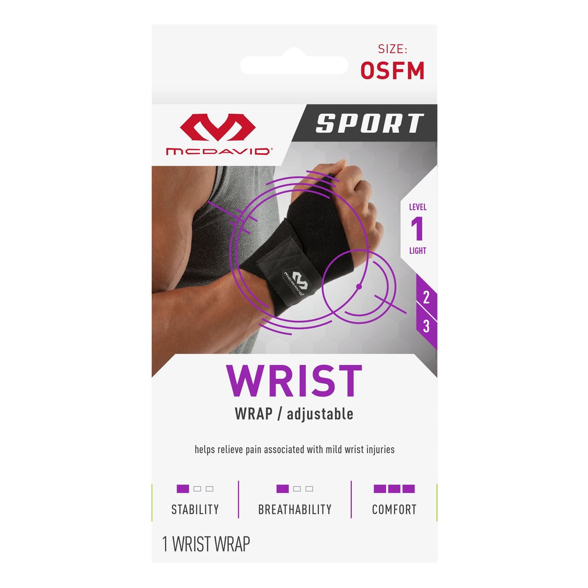 Sport Wrist Wrap, Black, Adjustable, One Size Fits Most